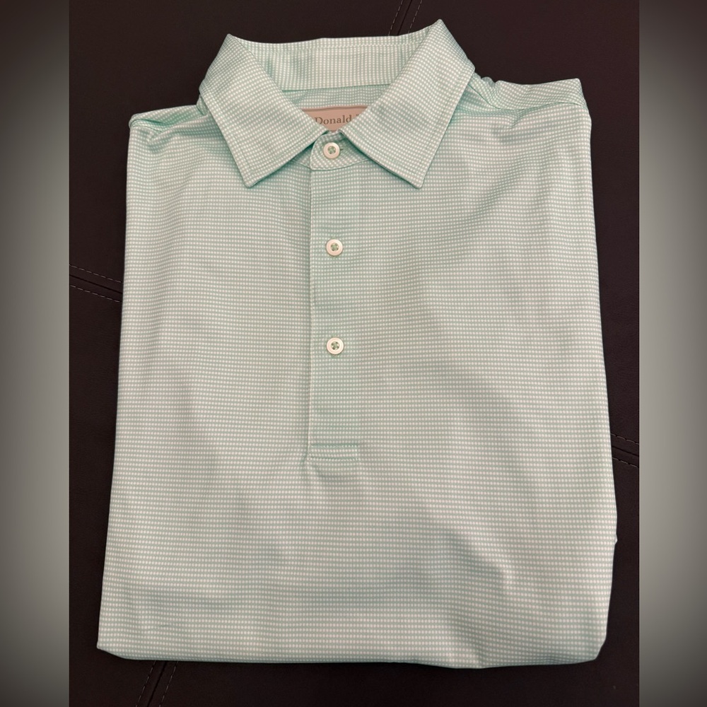 Donald Ross Polo Men’s Medium Light Green and White Checkered